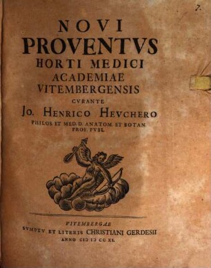 Novi Proventvs Horti Medici Academiae Vitembergensis