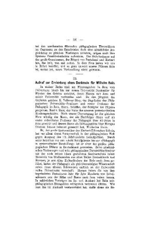 Aufruf zur Errichtung eines Denkmals für Wilhelm Rein