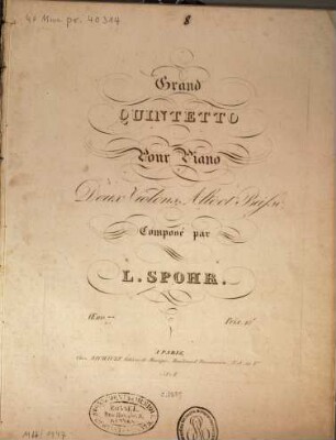 Grand quintetto : pour piano, 2 violons, alto et basse ; oeuv. 77