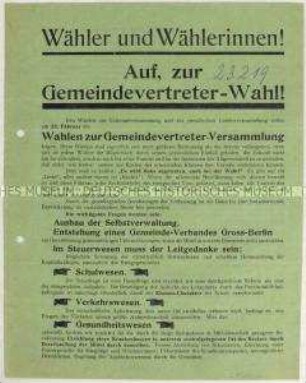 Aufruf der USPD zu den Kommunalwahlen 1919
