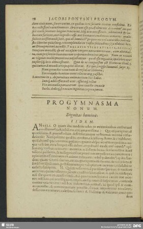 Progymnasma Nonum. Dignitas hominis