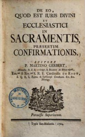 De eo, quod est iuris divini et ecclesiastici in sacramentis, praesertim confirmationis