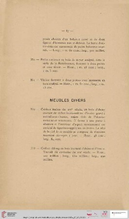 Meubles Divers (Nr. 352 - 358)