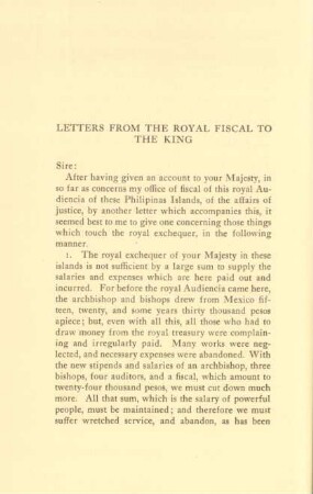 Letters from the royal fiscal to the king