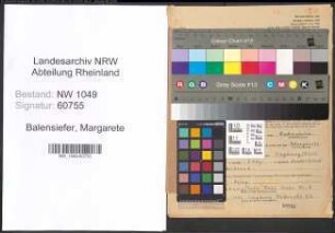 Entnazifizierung Margarete Balensiefer , geb. 18.03.1920 (Lehrerin)
