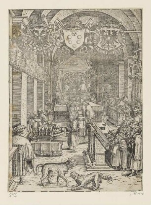 Kaiser Maximilian, die Messe hörend