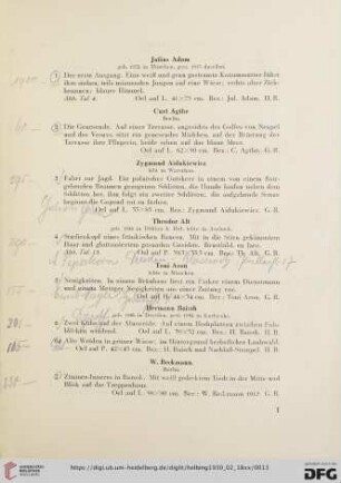 Ölgemälde, Aquarelle und Handzeichnungen neuerer Meister des 19. und 20. Jahrhunderts (Nr. 1-237)