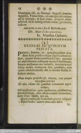 (5.) Gesneri Ad Quirinum Privata