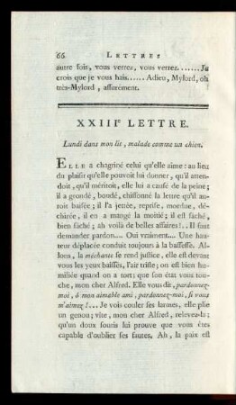 XXIIIe Lettre. Lundi dans mon lit, malade comme un chien.