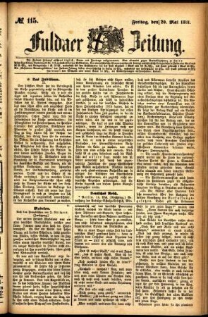 Ausgabe vom Freitag, den 20. Mai 1881.