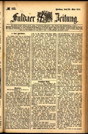 Ausgabe vom Freitag, den 20. Mai 1881.