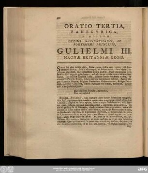 Oratio Tertia, Panegyrica, In Obitum Optimi, Sapientissimi, Ac Fortissimi Principis, Gulielmi III. Magnae Britanniae Regis.