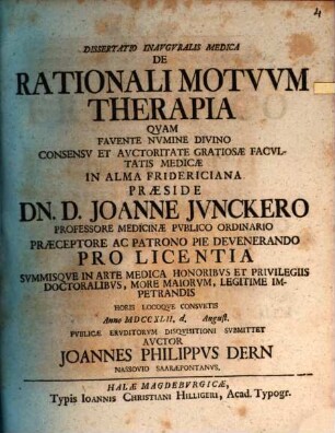 Diss. inaug. ... de rationali motuum therapia