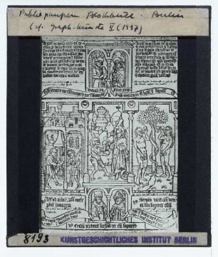 unbekannt (15. Jh.), Biblia pauperum, Versuchungszenen (Druck)