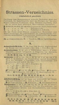 Strassen-Verzeichniss