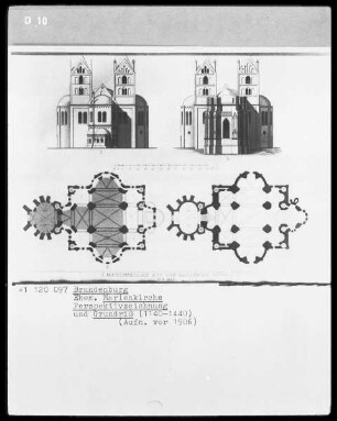 Grundriß und Perspektivzeichnung der ehemaligen Marienkirche