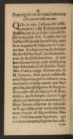 Praerogativae & emolumenta officiorum aulicorum.
