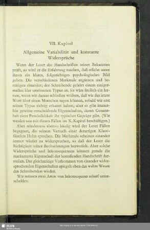 VII. Kapitel. Allgemeine Variabilität und konstante Widersprüche
