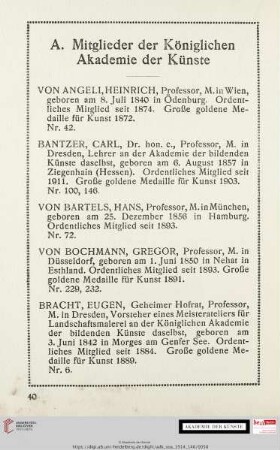 A. Mitglieder der Königlichen Akademie der Künste