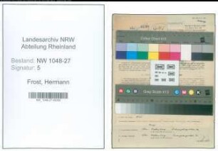 Entnazifizierung Hermann Frost , geb. 06.03.1904 (Angestellter)
