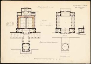 Gedächtniskirche mit Gedenkhalle Schinkelwettbewerb 1920: Grundrisse 1:200
