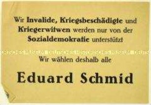 Wahlaufruf der SPD an Kriegsopfer