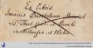 [Provenienz]: Heinrich, Johannes Bartholomäus