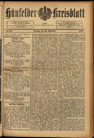 Ausgabe vom Dienstag, den 22. September 1896.