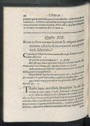 Quaestio XIX. Num in foro animae licitum sit negare intentionem actoris ...