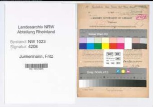 Entnazifizierung Fritz Junkermann , geb. 17.04.1896 (Landarbeiter)