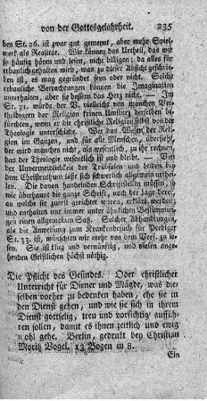 Die Pflicht des Gesindes.