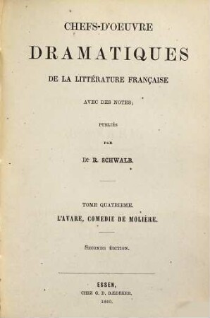 L' avare : comédie