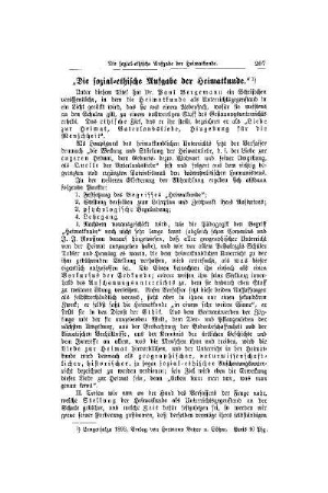 "Die sozial-ethische Aufgabe der Heimatkunde"