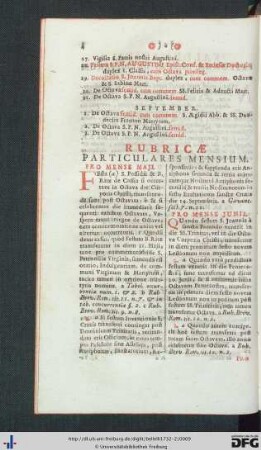 Rubricae Particulares Mensium.