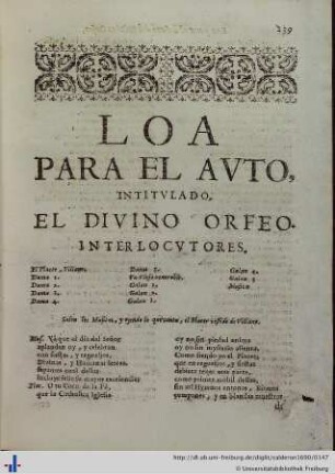 Loa para el Auto El Divino Orfeo.