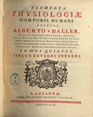 Elementa Physiologiae Corporis Humani, 5. Sensus Externi Interni