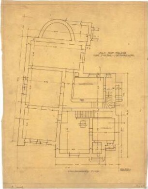 Billing, Hermann; Karlsruhe, Moltkestr.47 / Beethovenstr.; Villa Billing - Grundriss Keller