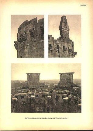 Tafel XXII Der Zinnenkranz des großen Rundturms der Festung Lucera.