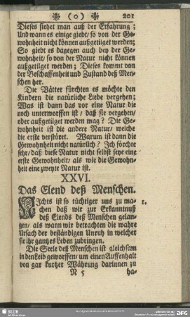 XXVI. Das Elend deß Menschen