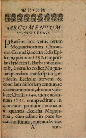 Conradus Episcopus incertae sedis Chronicon vetus rerum Moguntiacarum