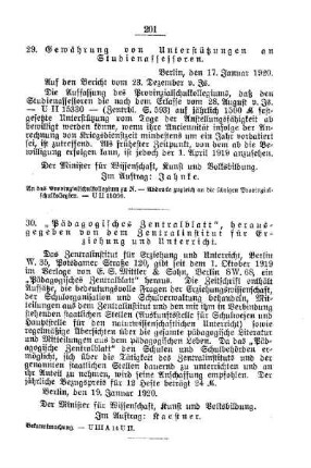 Gewährung von Unterstützungen an Studienassessoren : [D. Allgemeine Angelegenheiten der Unterrichtsanstalten]