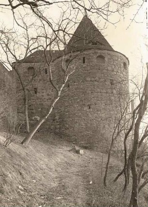 Bautzen. Die Mühltorbastei vom Garten der Tuchfabrik (Nordfront)