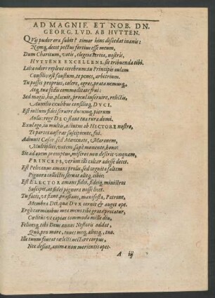 Ad Magnif. Et Nob. Dn. Georg. Lud. Ab Hutten.