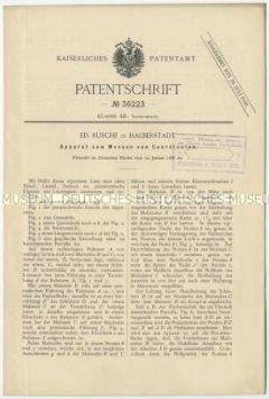 Patentschrift eines Apparates zum Messen von Koordinaten, Patent-Nr. 36223