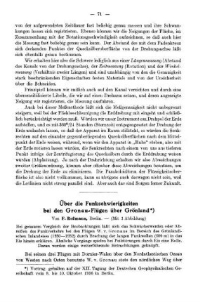 Über die Funkschwierigkeiten bei den Gronau-Flügen über Grönland