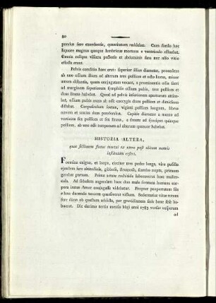 Historia Altera, quae sectionem foetus mortui ex utero post obitum matris institutam refert.