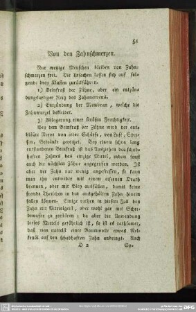 Von den Zahnschmerzen