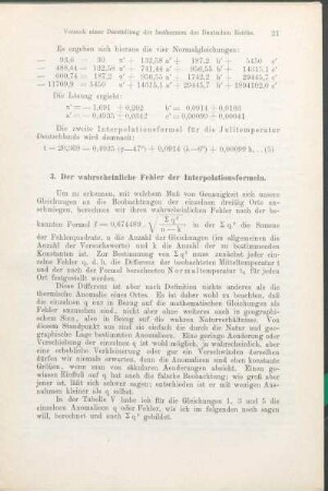 3. Der wahrscheinliche Fehler der Interpolationsformeln.