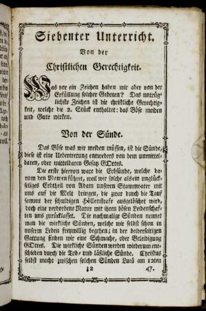 Siebenter Unterricht