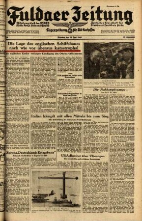 Ausgabe vom Dienstag, den 15. Juni 1943.